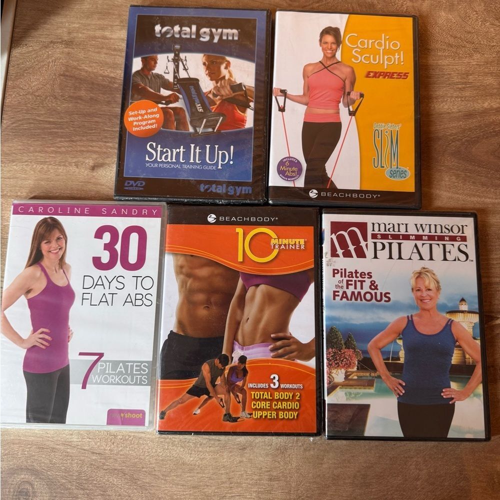 Workout DVD Bundle Sealed New 5 DVDs Cardio, Pilates,Abs, Core, Total Gym Lot #2